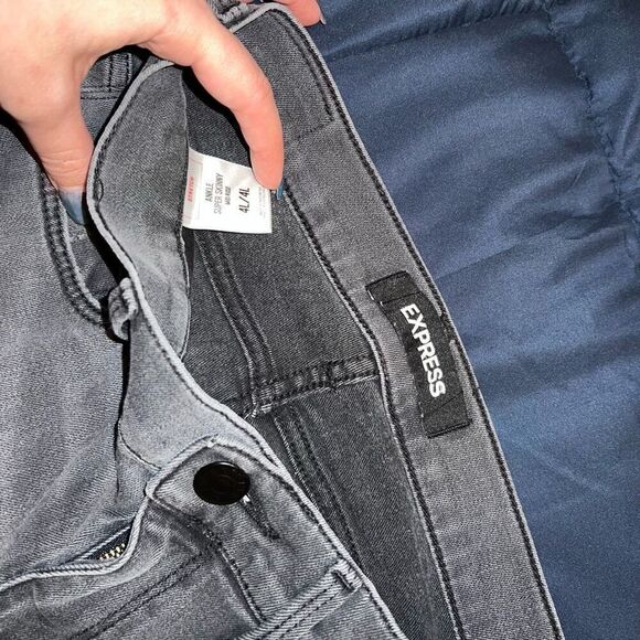 Express distressed black jeans ankle super skinny midrise size 4L - Picture 2 of 6